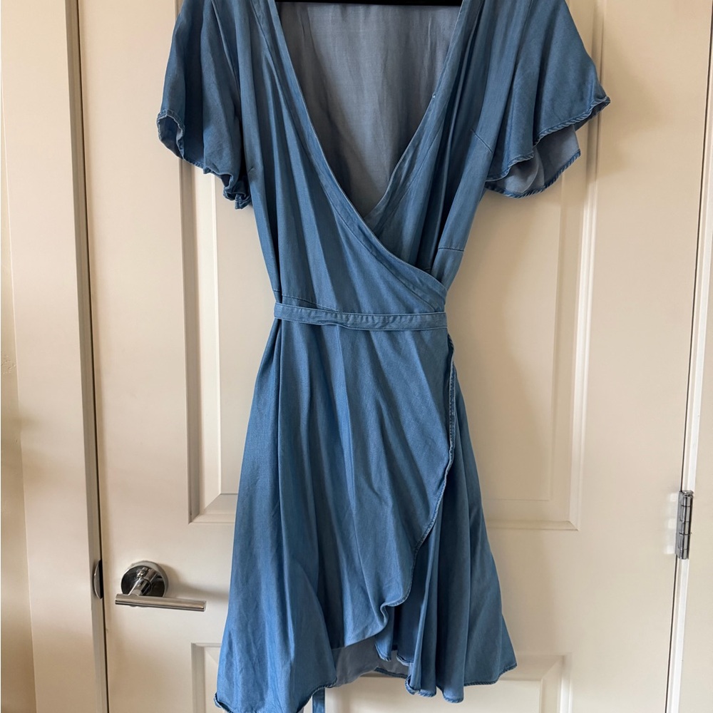 LOFT Blue Mini Wrap Dress
